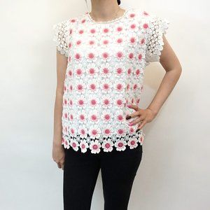 J. Crew Floral Crochet Sleeveless Top